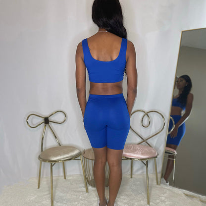 Chelsea Crop Top Set in Royal Blue Envy Styles 