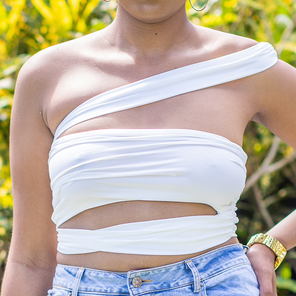 Essence Bandage Crop Top in White Envy Styles 
